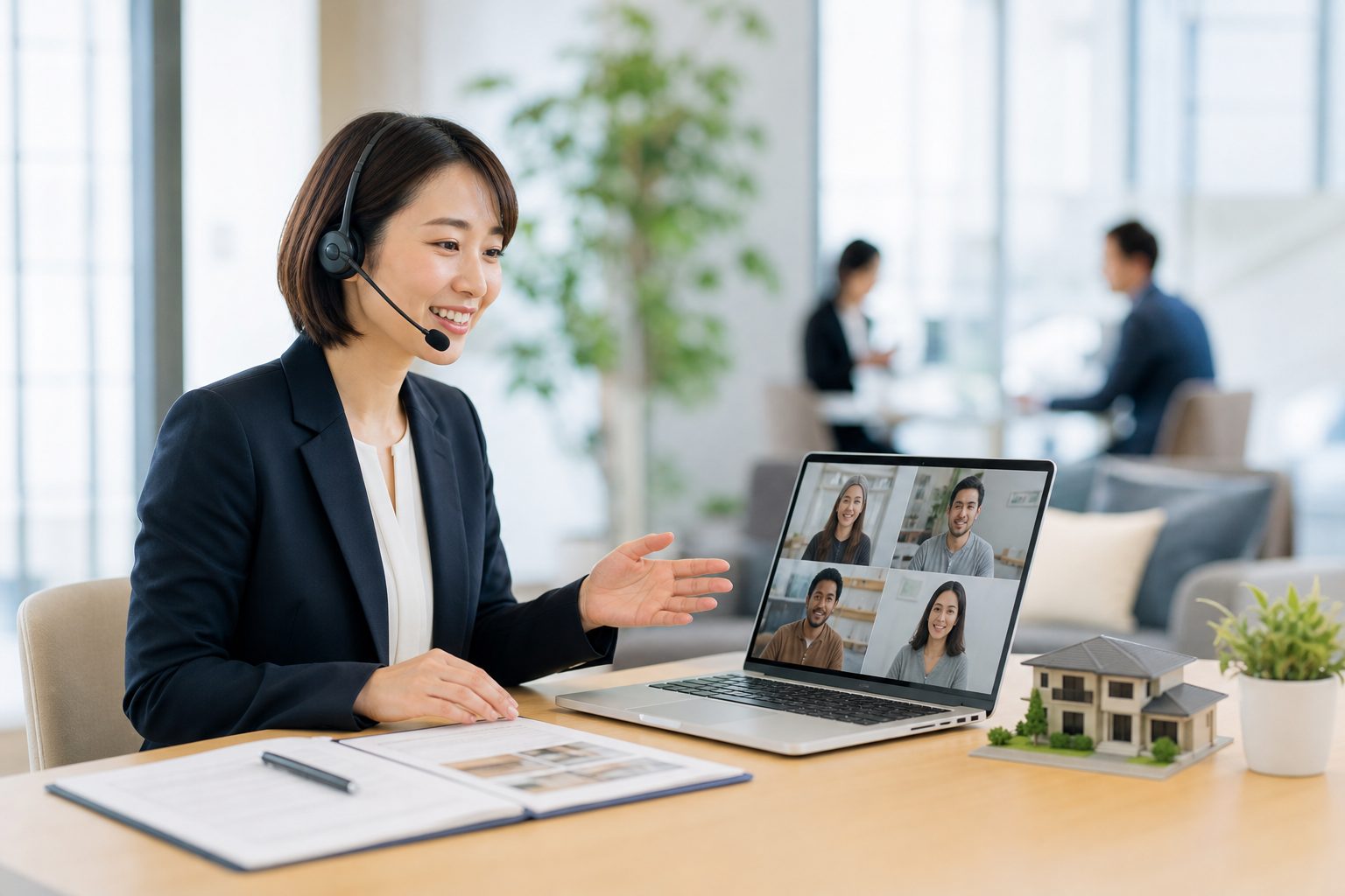 多言語で相談を受けるサポート担当者